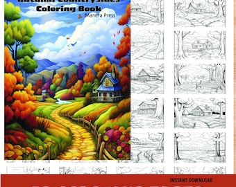 Livre de coloriage sur les campagnes d'automne illustré par Anne Manera à téléchargement immédiat