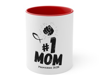 Mothers Day - #1 Mom - Accent Coffee Mug, 11oz