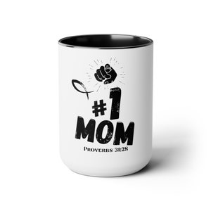 Mothers Day 1 Mom Two-Tone Coffee Mugs, 15oz zdjęcie 2