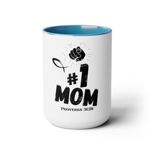 Mothers Day 1 Mom Two-Tone Coffee Mugs, 15oz zdjęcie 4