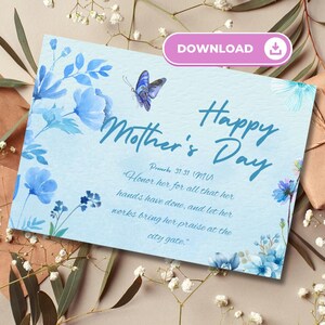 Tarjeta cristiana para el Día de la Madre – Tarjeta con versículo bíblico para mamá – Regalo para el Día de la Madre según Proverbios 31 – Tarjeta de felicitación con un mensaje de fe para ella