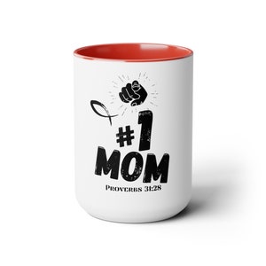 Mothers Day 1 Mom Two-Tone Coffee Mugs, 15oz zdjęcie 1