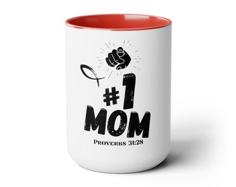 Mothers Day - #1 Mom - Two-Tone Coffee Mugs, 15oz