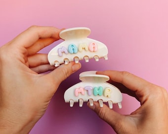 Pinces à griffes personnalisées « maman », pince à griffes pastel colorées « mère », petite pince à griffes « maman », mini pince à griffes pastel en acétate « mère »