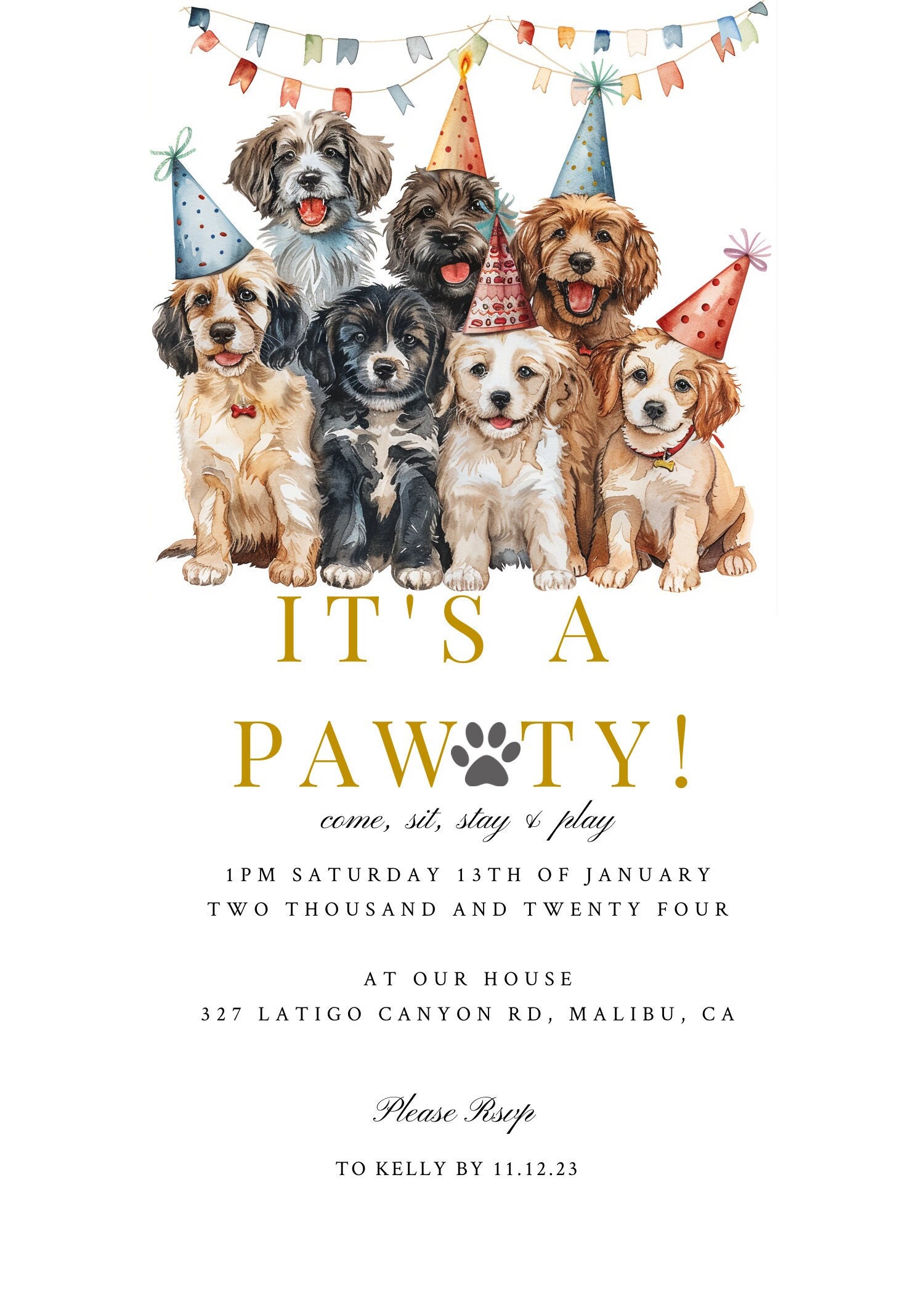Dog Birthday Party Invitation Template, Printable Birthday Invitation ...