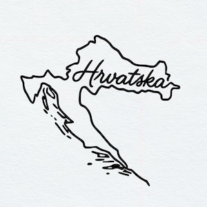 Croatia Map SVG Cricut File | Hrvatska Minimalist Outline Design | Country Silhouette Cut File | Instant Download
