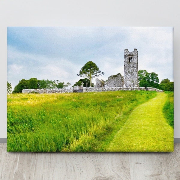 Hill of SLANE, County Meath, IRELAND Photo, Green fields, Old IRISH Castle, Stone Abbey, Celtic Decor, Ancient Cemetery, Medieval High Tower