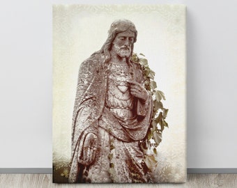 Jesus with Sacred Heart, Ireland Cemetery, Easter Card, JESUS Photo, Religious Card, Catholic Graveyard, Holy Gift, Son of God, Wall CANVAS
