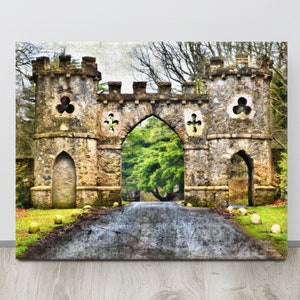 Castle Wall Art, Ireland Canvas, County Down, Northern Ireland, Tollymore, Gift For a King, Medieval Home Decor, Fairy Tale Bedroom, D&D Art