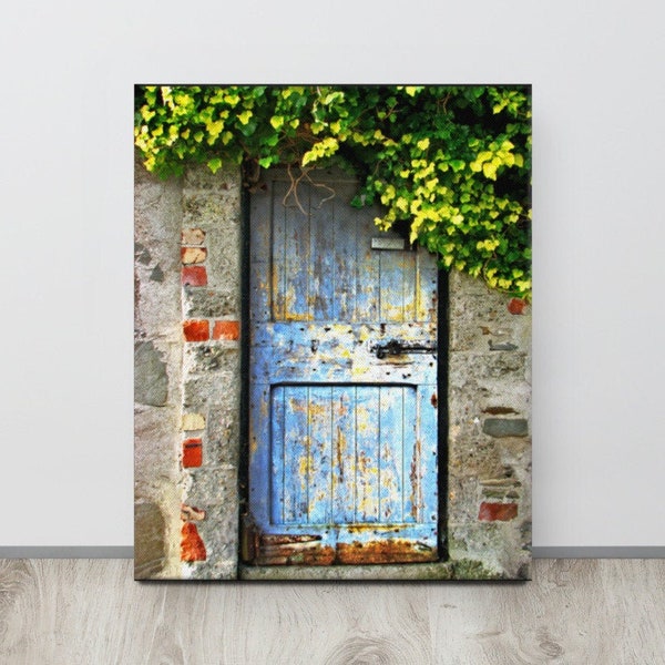 Ivy Covered Door, Gallery Wrapped CANVAS, Old Blue Door, Norn Iron, Secret Door, County Down, Irish Greeting Card