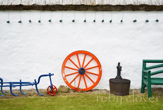 Irish Cottage Photo Donegal Wagon Wheel Photo Irish Art Etsy