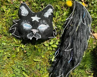 Therian-Maske und Schwanz der schwarzen Katze für Quadrobics, Alterhuman-Accessoires, Tierkostüm, Katze