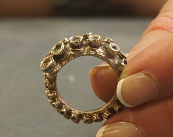 Handmade Brass Octopus Tentacle Ring: Adjustable Unisex Jewelry