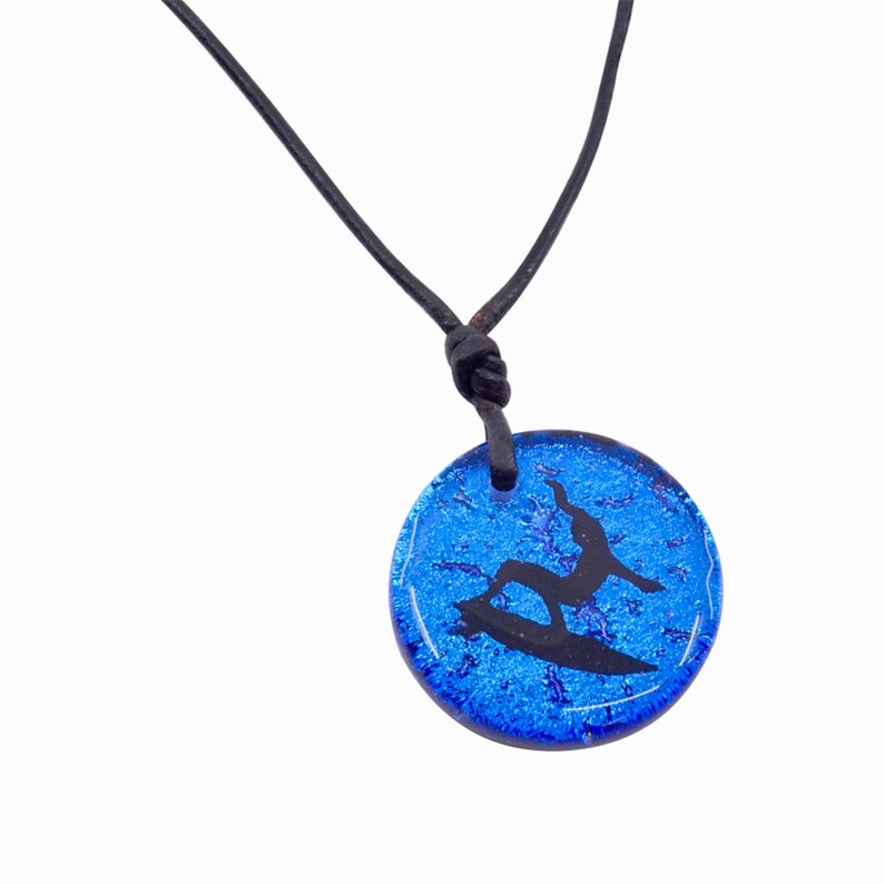 Surfer Necklace Beach Jewelry Fused Glass Minimalist Necklace Hawaiian Necklace by ZulaSurfing image 1