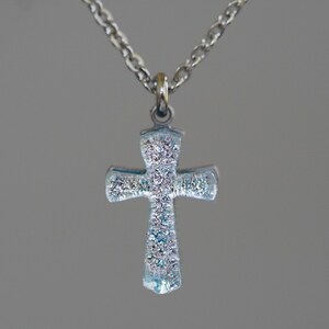 Cross Necklace Dainty cross necklace cross necklace for women Christian Gifts silver Fused Dichroic Glass Designed by Zulasurfing image 10