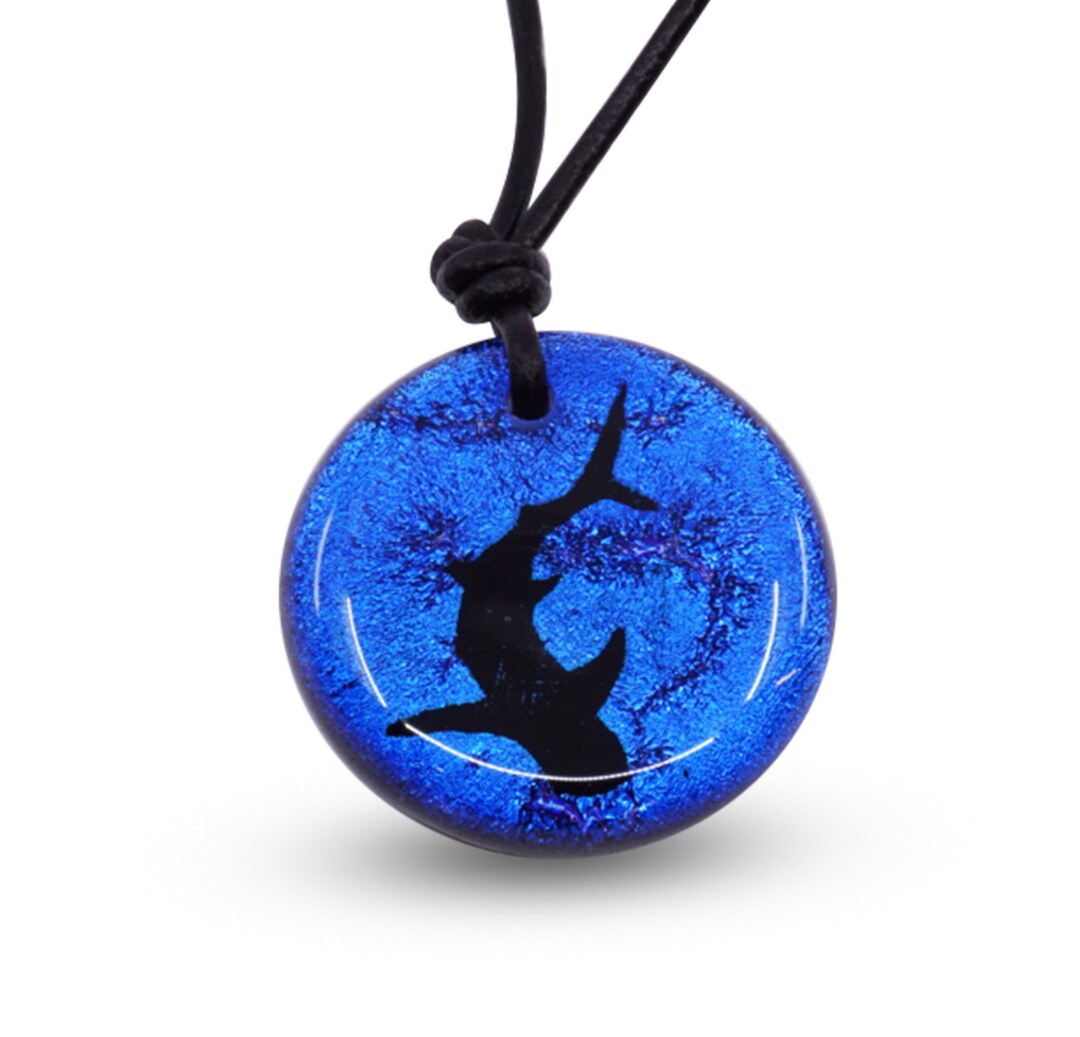Personalised Shark Necklace - Great White Charm Ocean Pendant Diver Jewelry - Nickel-Free Crystal