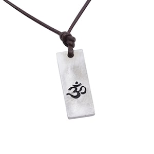 OM Pewter Necklace Sanskrit symbol Hindu Yoga Minimalist Handmade by ZulaSurfing