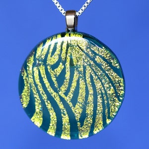 Beautiful Fused Dichroic Glass Pendant Round Murano Design design by Zulasurfing