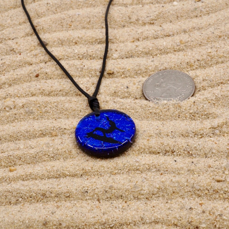 Surfer Necklace Beach Jewelry Fused Glass Minimalist Necklace Hawaiian Necklace by ZulaSurfing image 4