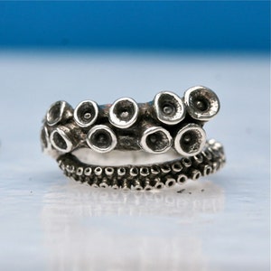Octopus Tentacle Ring sterling silver adjustable ring size ring handmade by Zulasurfing