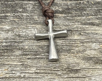 Surfer cross distressed leather cord surf necklace jewelry abercrombie fitch style active