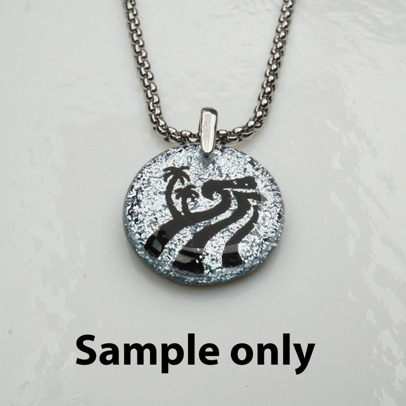 Gemini Zodiac Sign Minimalist Necklace horoscope jewelry silver color dichroic glass Handmade By ZulaSurfing