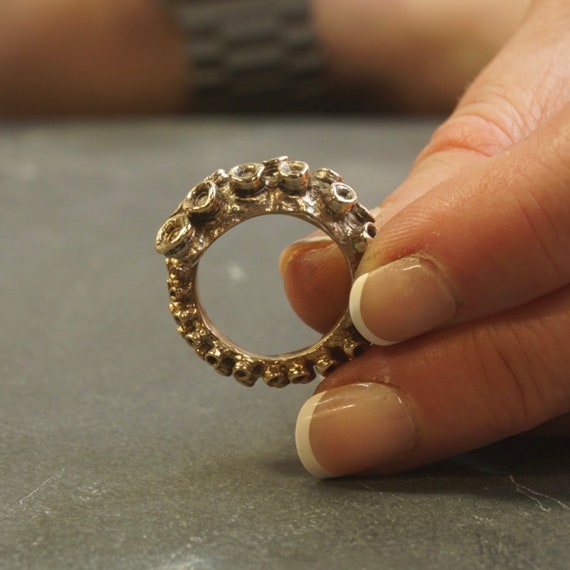 Handmade Brass Octopus Tentacle Ring: Adjustable Unisex Jewelry