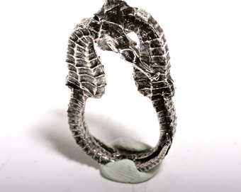 Seahorse Ring Sterling Silver size 5 or 6.5 ocean jewelry by Zulasurfing