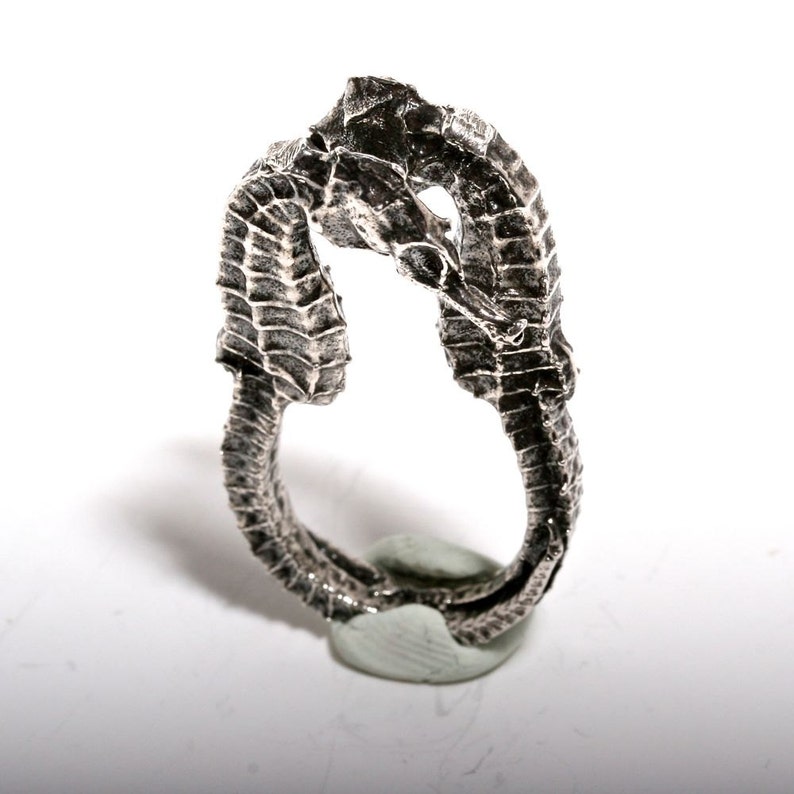 Seahorse Ring Sterling Silver size 5 or 6.5 ocean jewelry by Zulasurfing image 1