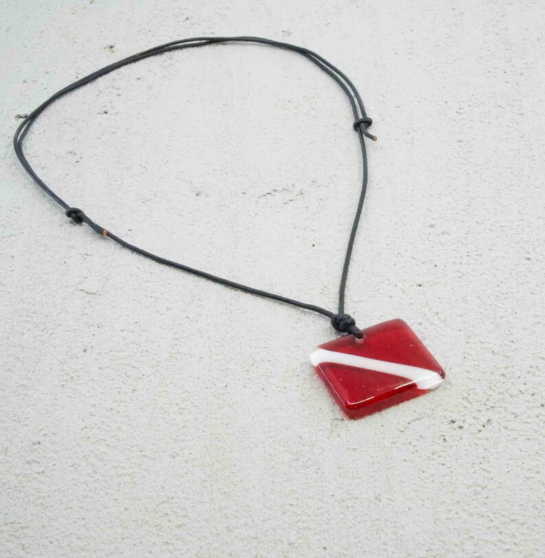 Scuba Necklace Gift / Diver Down flag Necklace/Beach Nautical Jewelry Handmade by ZulaSurfing Studios. image 9