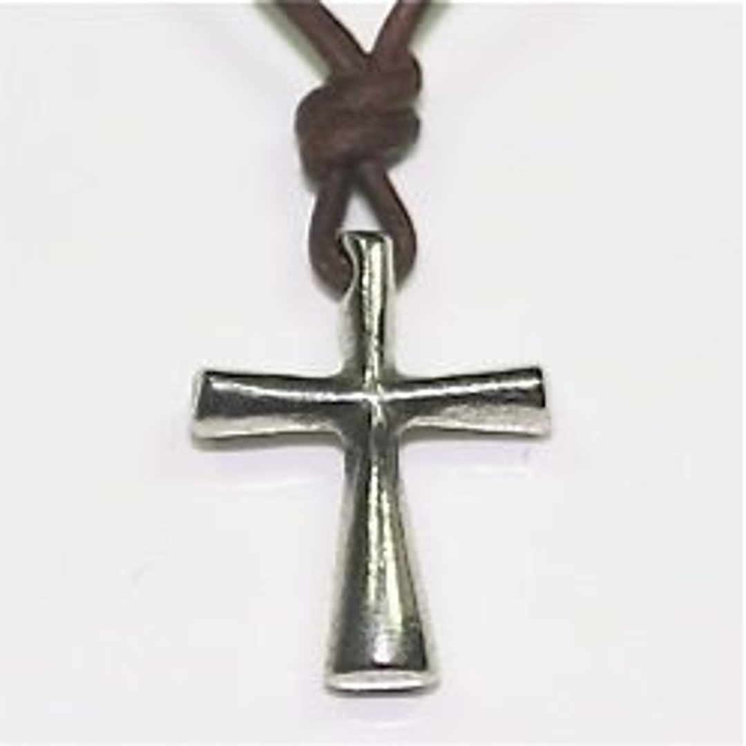 Mens Leather Cross Necklace Mens Jewelry Cross Pendant Etsy