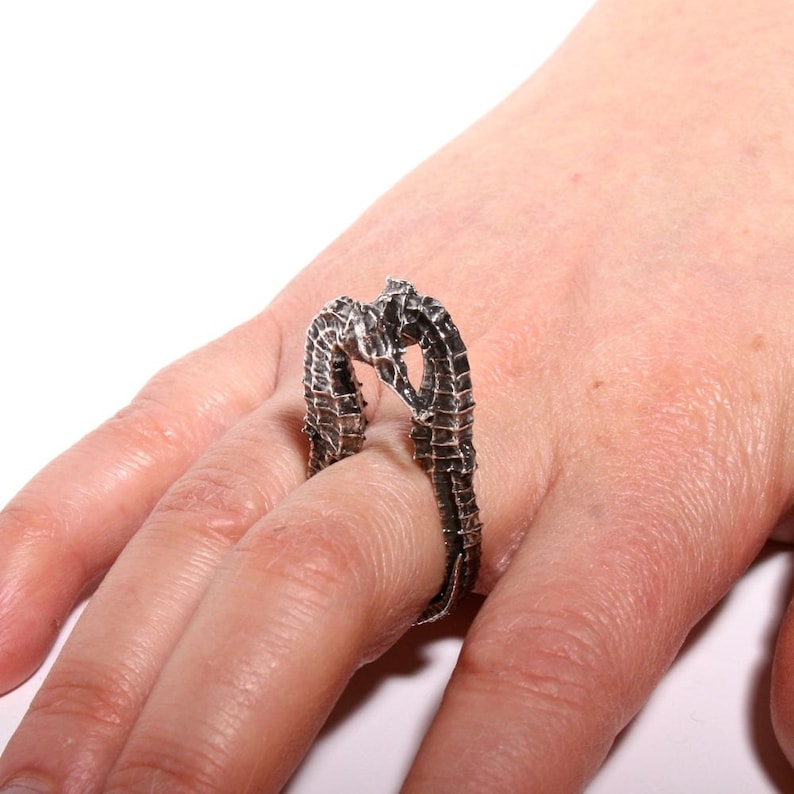 Seahorse Ring Sterling Silver size 5 or 6.5 ocean jewelry by Zulasurfing image 2
