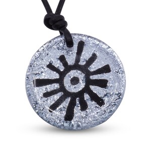 Sun Necklace Silver color Fused Dichroic glass minimalist necklace Beach jewelry Handmade by ZulaSurfing
