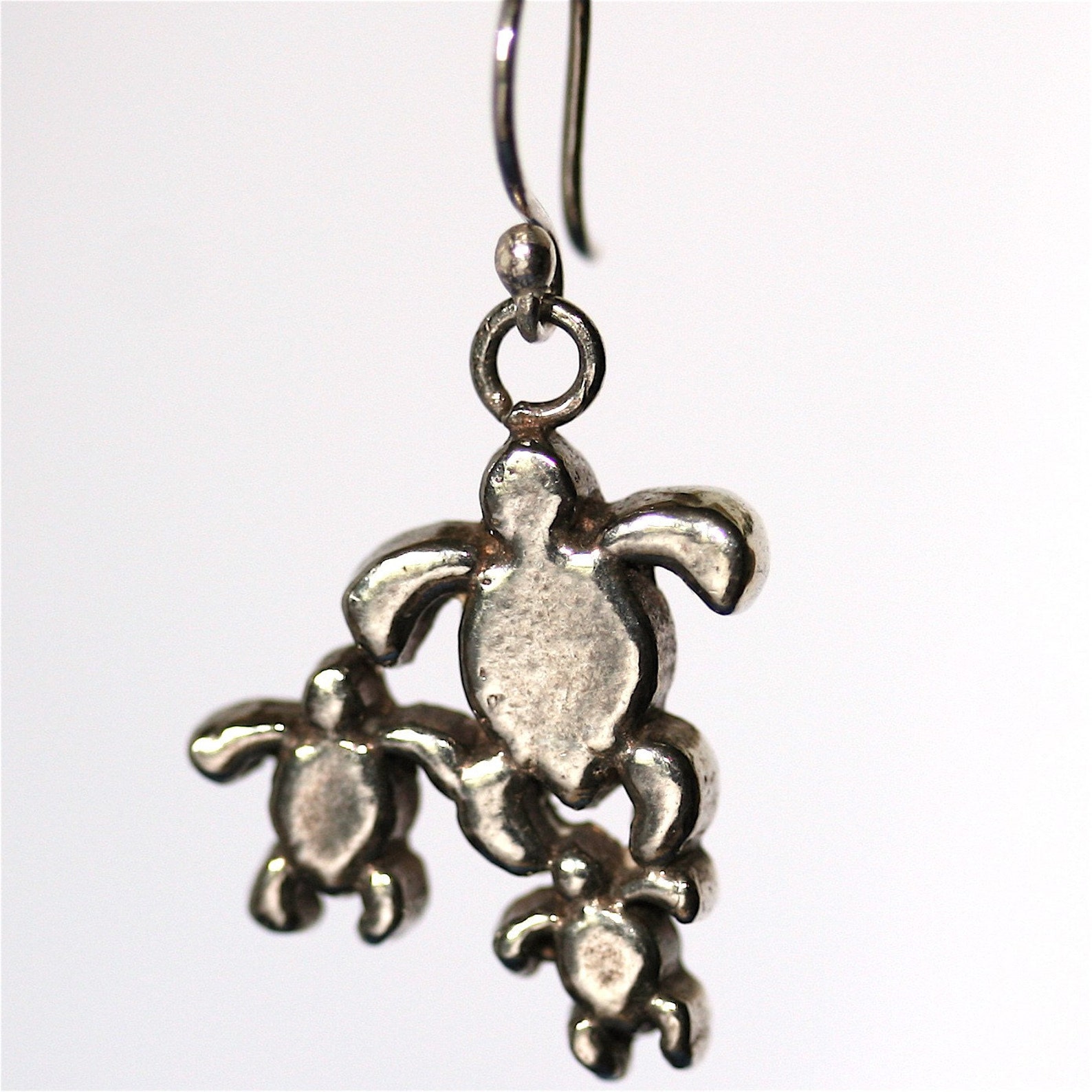 Boucles d'oreilles tortue de mer en étain plaqué rhodium - Etsy France