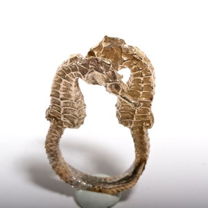 Seahorse Ring Limited Edition Brass Double Seahorse Jewelry adjustable size 5-6.5 Handmade by ZulaSurfing