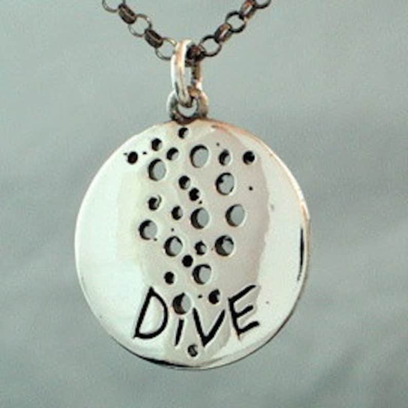Scuba Diving Pendant .925 Sterling Silver Design by Etsy