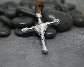 Surfer Necklace Cross Pewter Pendant by zulasurfing