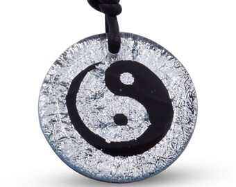 Yin Yang Necklace Yoga Necklace Fused Glass Mens Jewelry Minimalist Necklace Handmade by ZulaSurfing