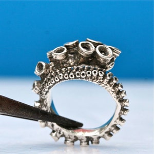 Octopus Tentacle Ring sterling silver adjustable ring handmade by Zulasurfing