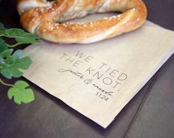 We Tied the Knot - Grease Resistant Pretzal Service Bags - Packs of 20, personalized