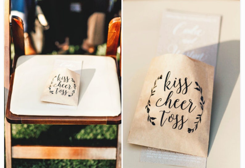 Fill with your own Rose or Flower Petals Kiss Cheer Toss Kraft Paper Favor Bags Wedding Petal Toss Bag 20 pack