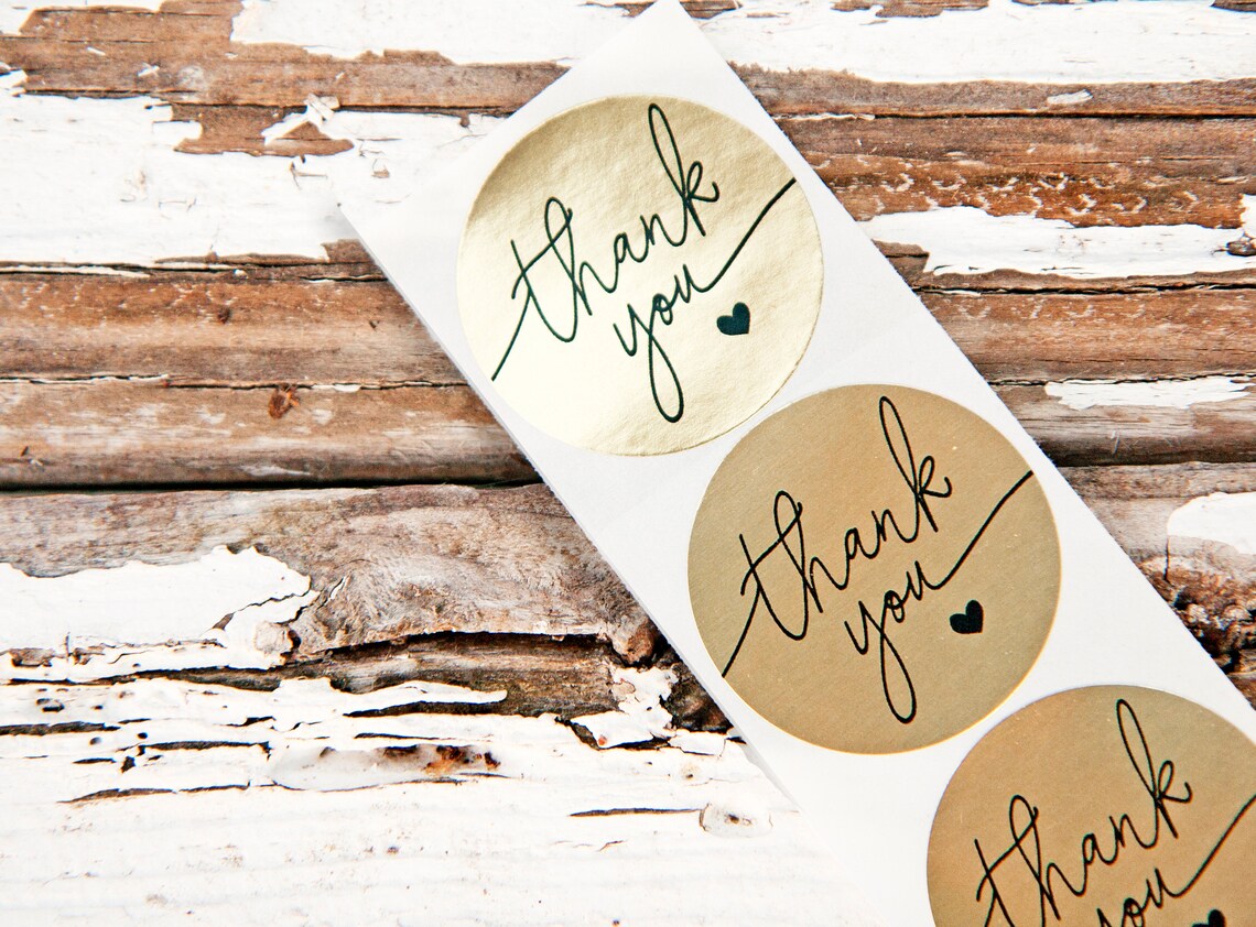 Gold Foil THANK YOU Stickers Wedding Favor Shower Thank | Etsy