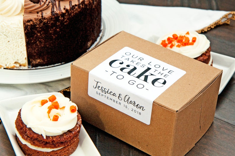 Cake Box Stickers Personalized Wedding Favor To Go Cupcake Etsy