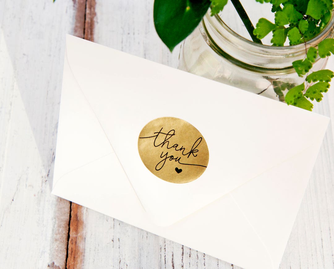 Gold Foil THANK YOU Stickers - Wedding Favor, Shower, Thank You ...