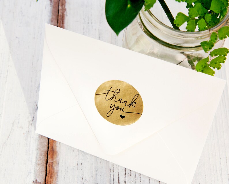 Gold Foil THANK YOU Stickers - Wedding Favor, Shower, Thank You ...