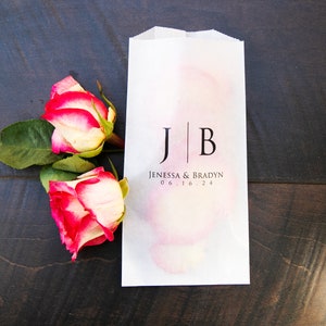 Initial Petal Toss Wedding Exit Personalized Bags Pack of 20 Large Size Glassine Bags image 1