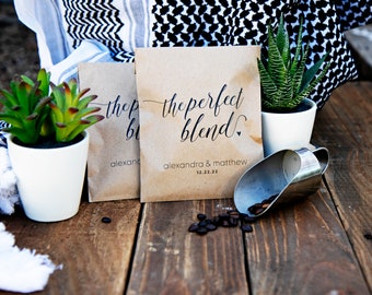 The Perfect Blend DIY Coffee Favors - Personalized Kraft Favor Bags - 20 per pack (coffee not included)