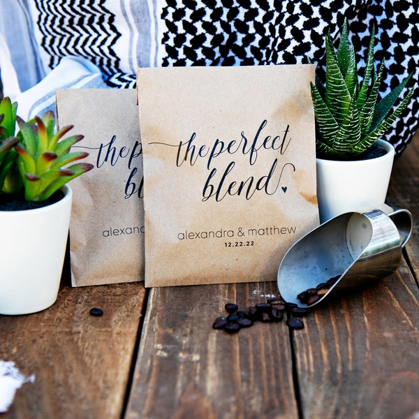 The Perfect Blend DIY Coffee Favors - Personalized Kraft Favor Bags - 20 per pack (coffee not included)