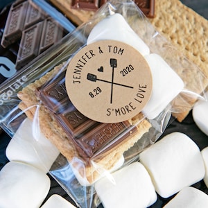 S'more Love Stickers - Camping Theme Wedding Favors, Bridal Shower - DIY Food Favor - 20 Stickers (food not included) #A26