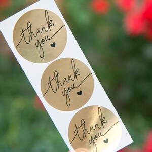 Gold Foil THANK YOU Stickers - Wedding Favor, Shower, Thank You ...